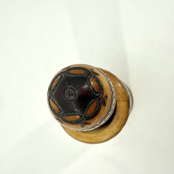 Vintage Wooden Turned Mortar & Pestle Primitive Farm Kitchen Tool Large Bulgaria - Picture 7 of 12